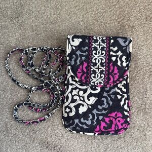 Black and Pink Patterned Crossbody Bag